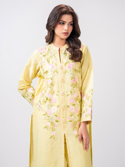 2 Piece Slub Khaddar Suit- Embroidered (Pret)