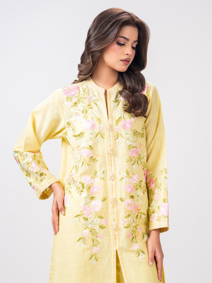 2 Piece Slub Khaddar Suit- Embroidered (Pret)