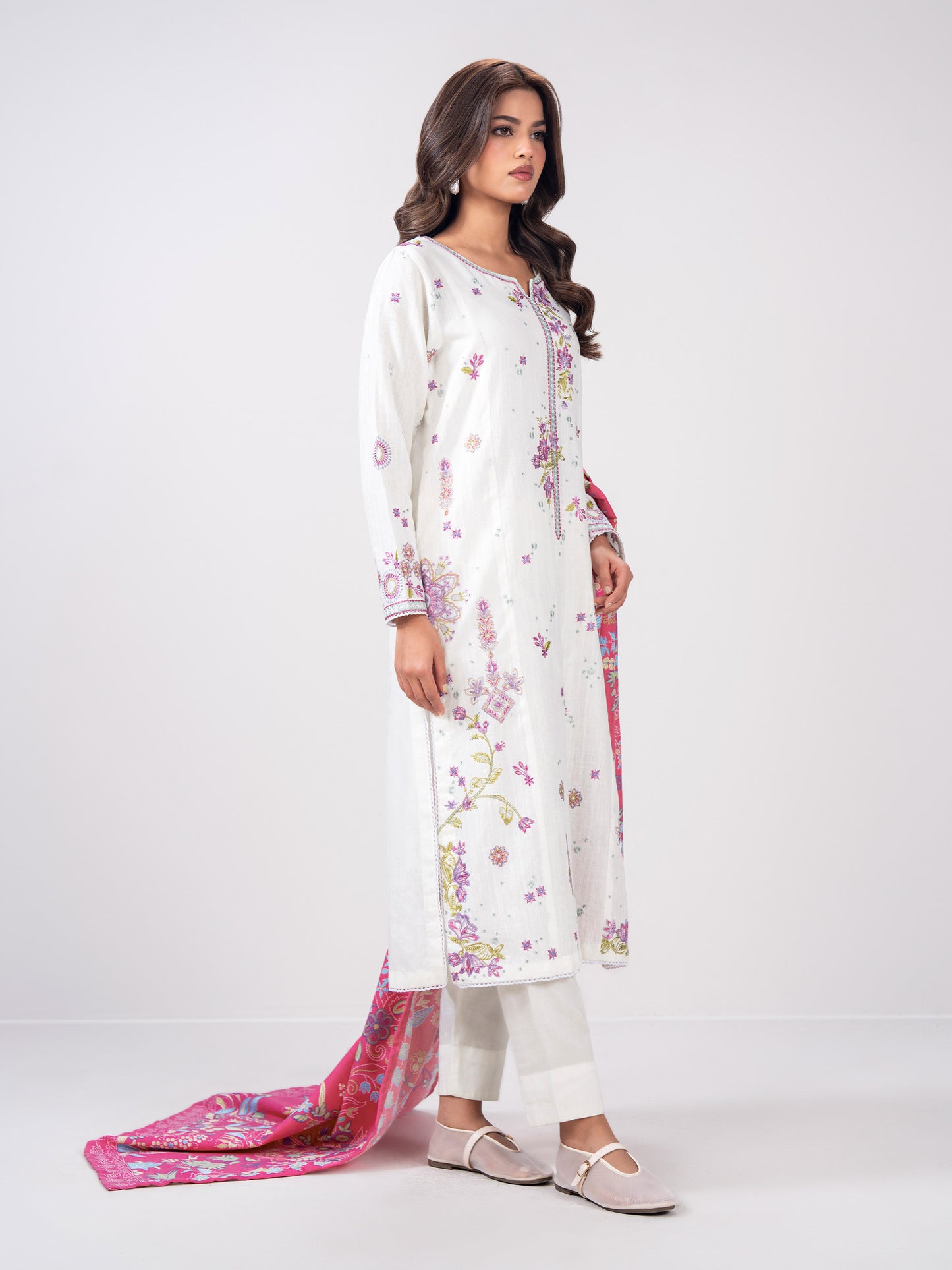 2 Piece Slub Khaddar Suit- Embroidered (Pret)