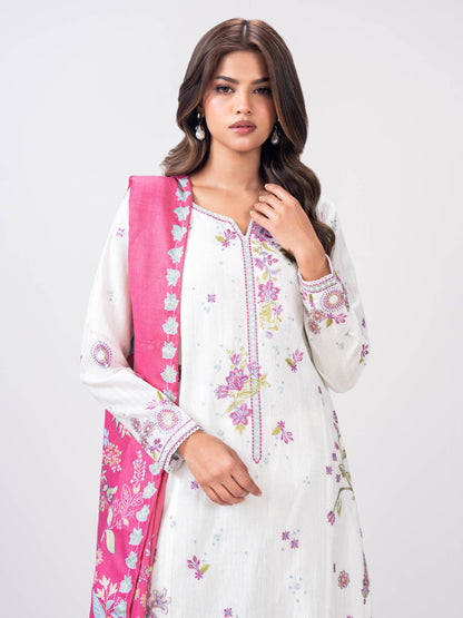 2 Piece Slub Khaddar Suit- Embroidered (Pret)
