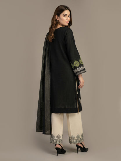 3 Piece Slub Khaddar- Embroidered (Pret)