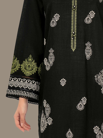 3 Piece Slub Khaddar- Embroidered (Pret)