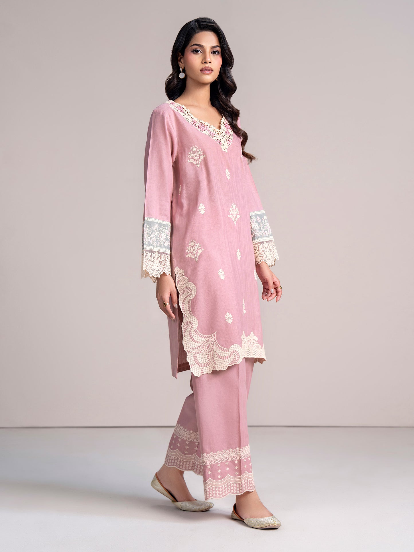2 Piece Slub Khaddar Suit- Embroidered (Pret)