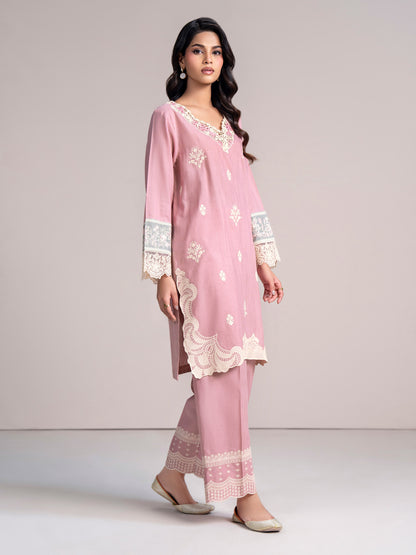 2 Piece Slub Khaddar Suit- Embroidered (Pret)