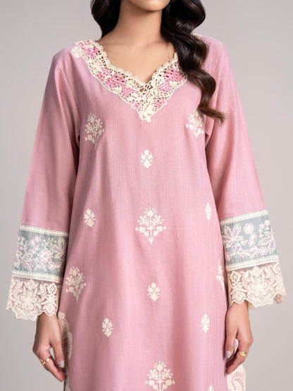 2 Piece Slub Khaddar Suit- Embroidered (Pret)