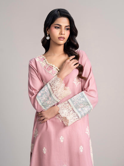 2 Piece Slub Khaddar Suit- Embroidered (Pret)