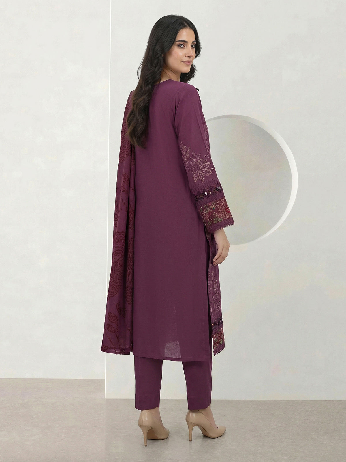 3 Piece Karandi Suit- Embroidered (Pret)