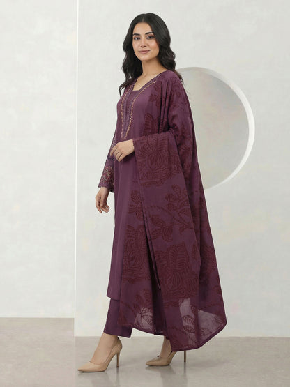 3 Piece Karandi Suit- Embroidered (Pret)