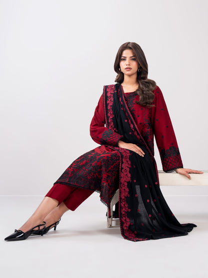3 Piece Khaddar Suit- Embroidered (Pret)