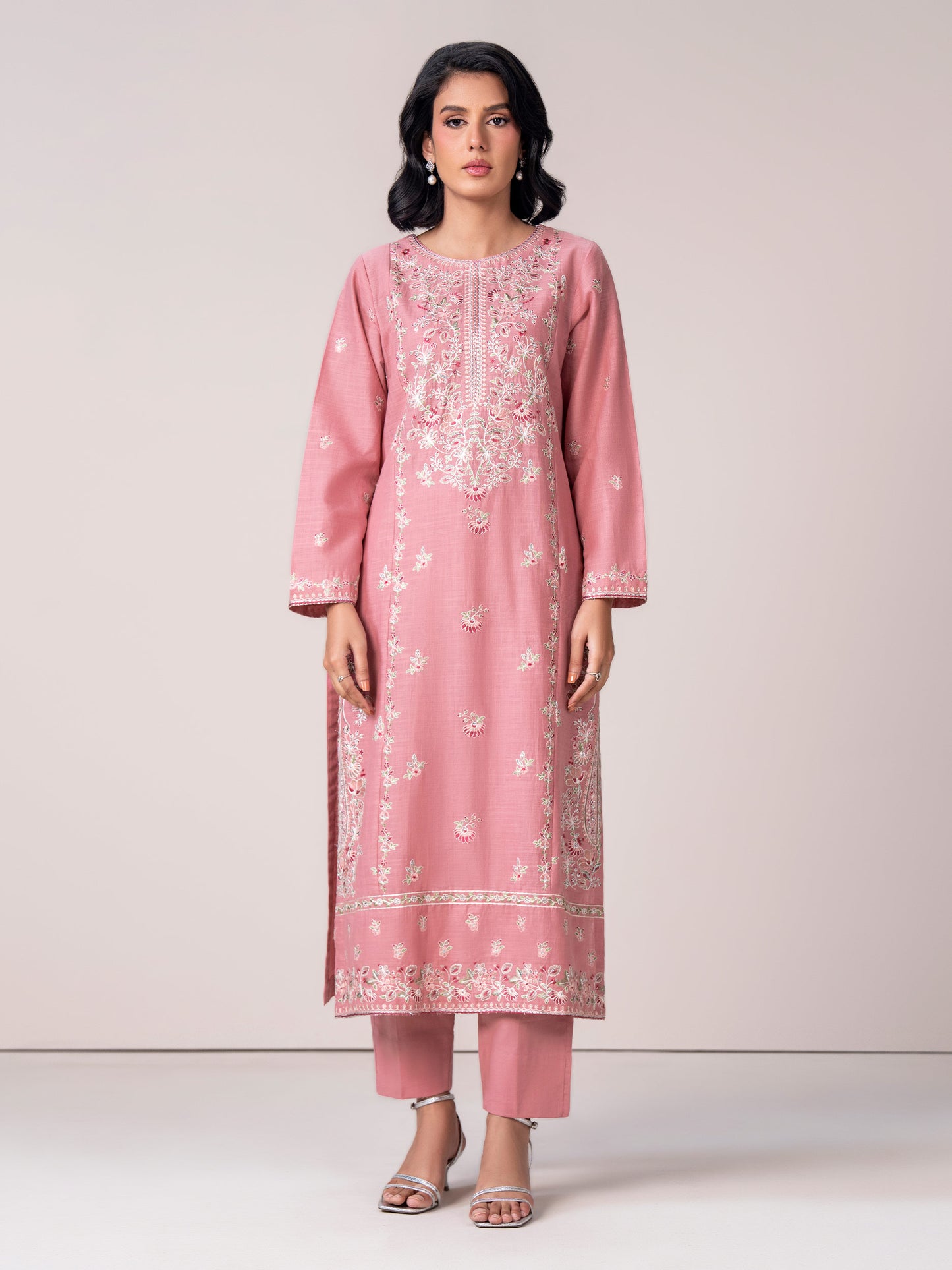 2 Piece Slub Khaddar Suit- Embroidered (Pret)