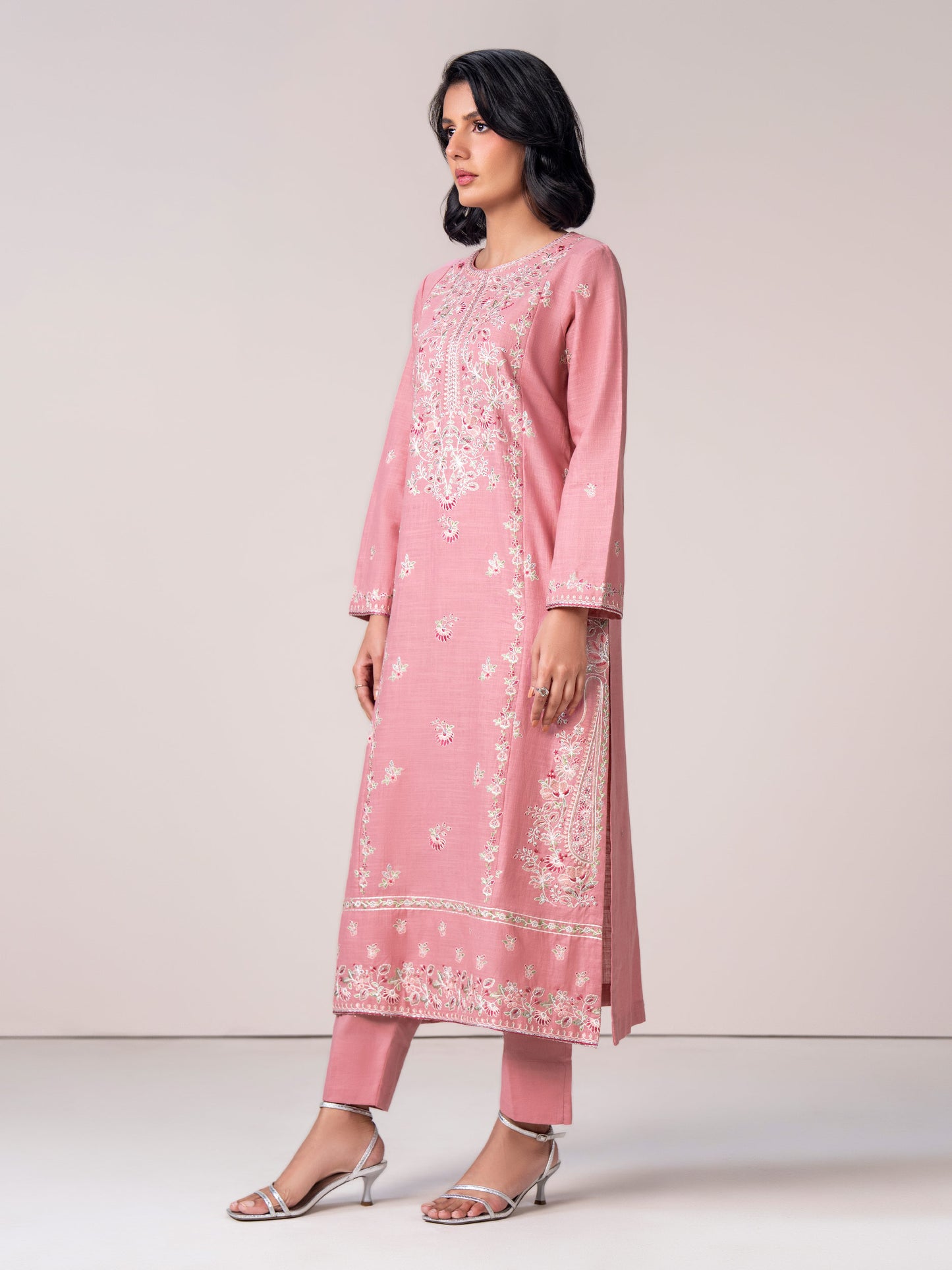 2 Piece Slub Khaddar Suit- Embroidered (Pret)