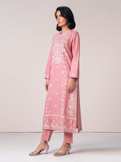 2 Piece Slub Khaddar Suit- Embroidered (Pret)