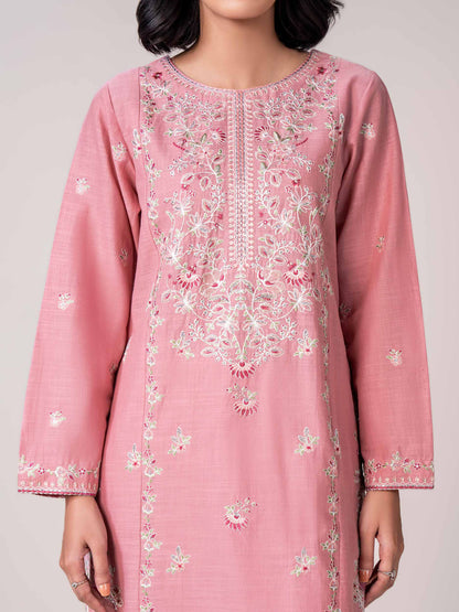 2 Piece Slub Khaddar Suit- Embroidered (Pret)