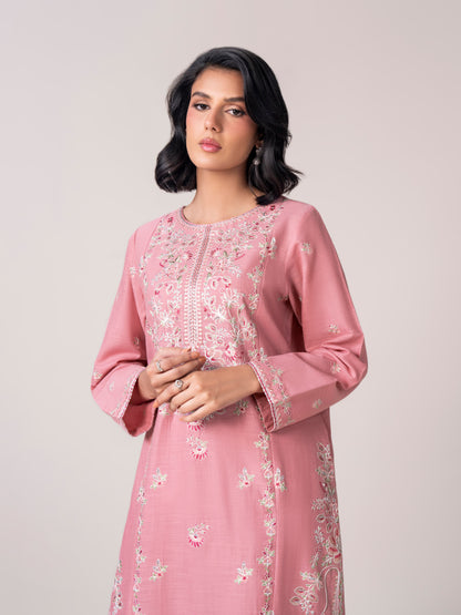 2 Piece Slub Khaddar Suit- Embroidered (Pret)