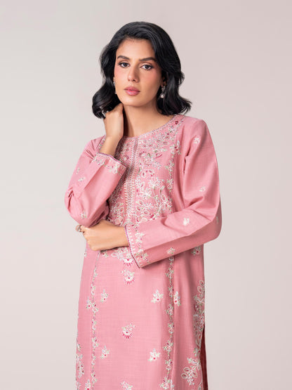 2 Piece Slub Khaddar Suit- Embroidered (Pret)