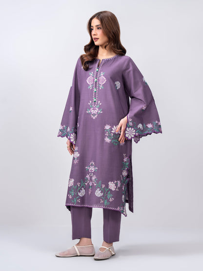 2 Piece Slub Khaddar Suit- Embroidered (Pret)