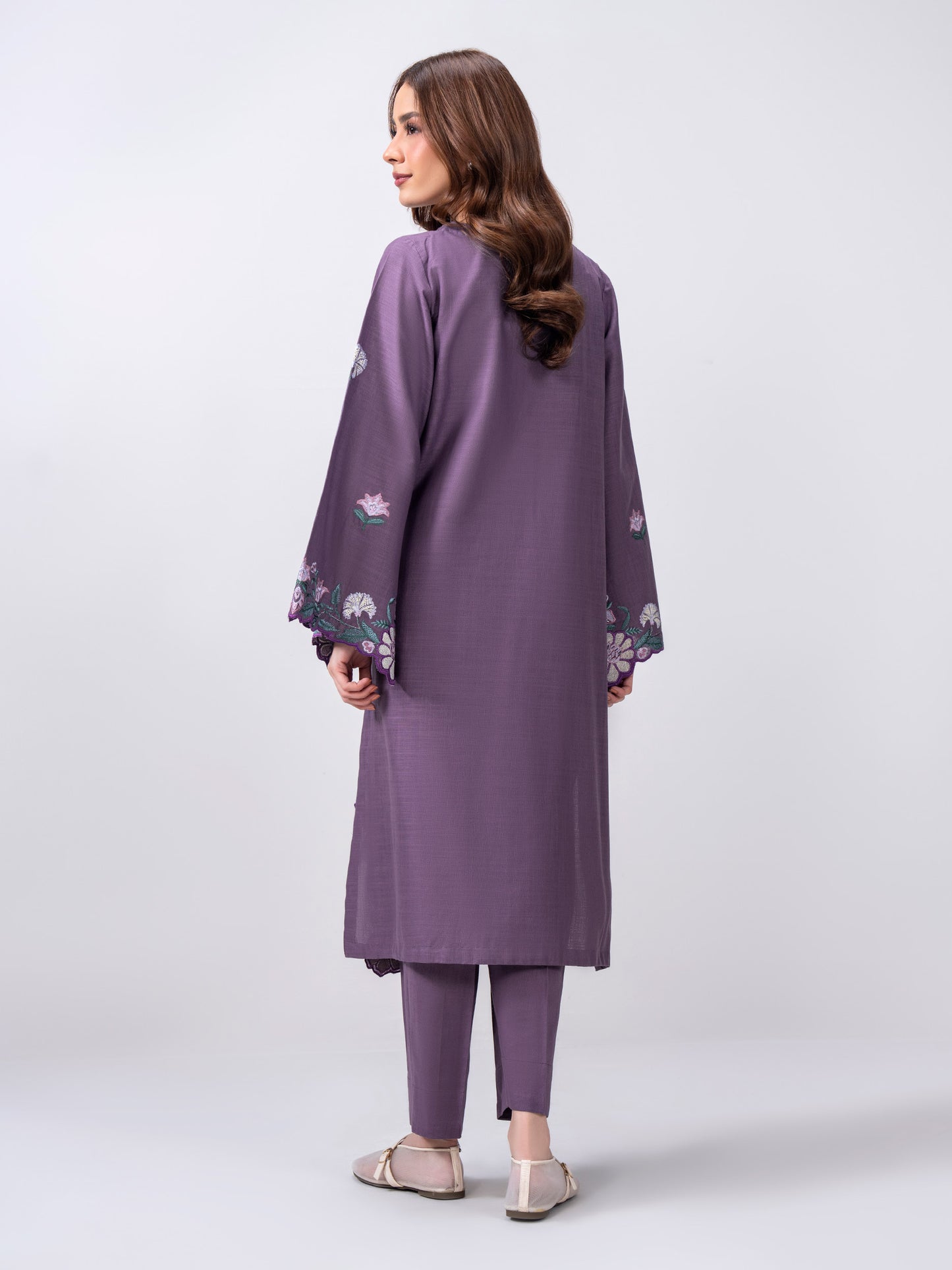 2 Piece Slub Khaddar Suit- Embroidered (Pret)