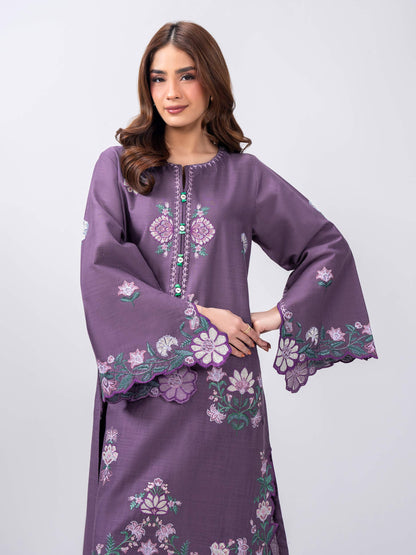 2 Piece Slub Khaddar Suit- Embroidered (Pret)