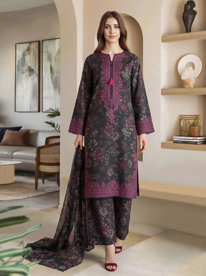 3 Piece Lawn Slub Suit (Pret)