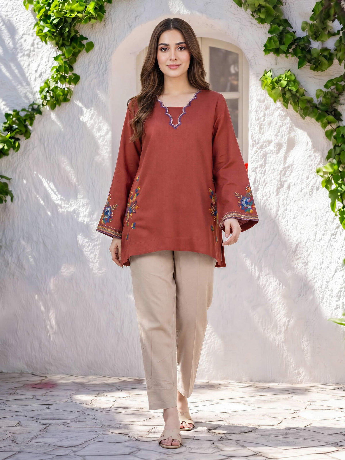 Crepe Kurti- Embroidered