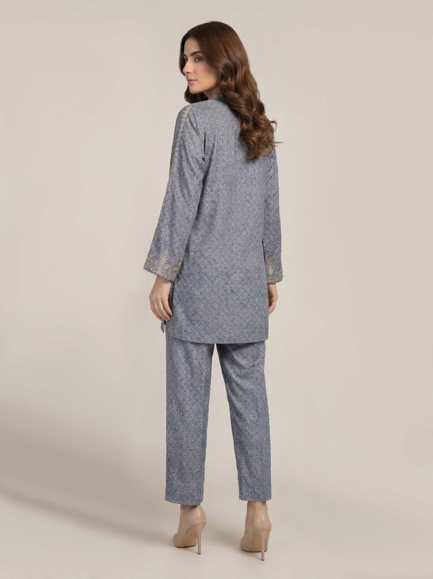 Self Jacquard Co-ord Set- Embroidered