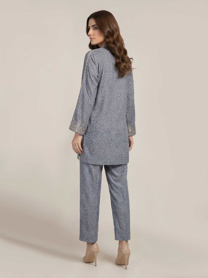 Self Jacquard Co-ord Set- Embroidered