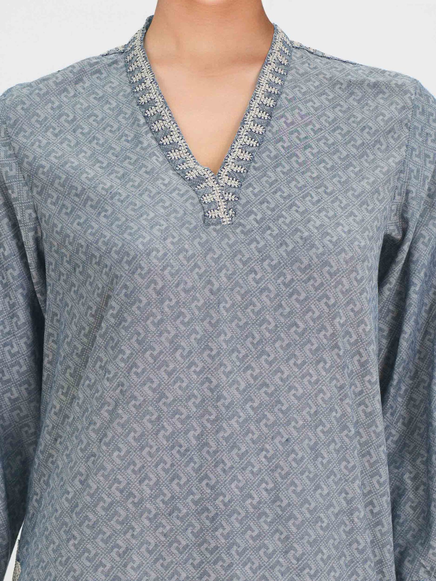 Self Jacquard Co-ord Set- Embroidered