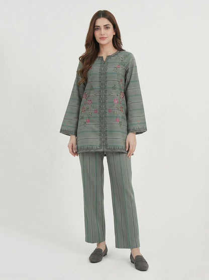 Yarn Dyed Co-ord Set- Embroidered