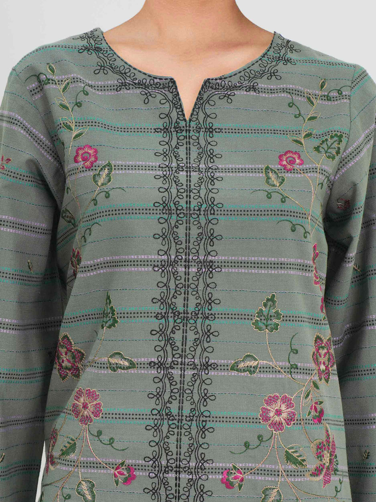 Yarn Dyed Co-ord Set- Embroidered