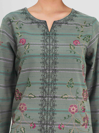 Yarn Dyed Co-ord Set- Embroidered