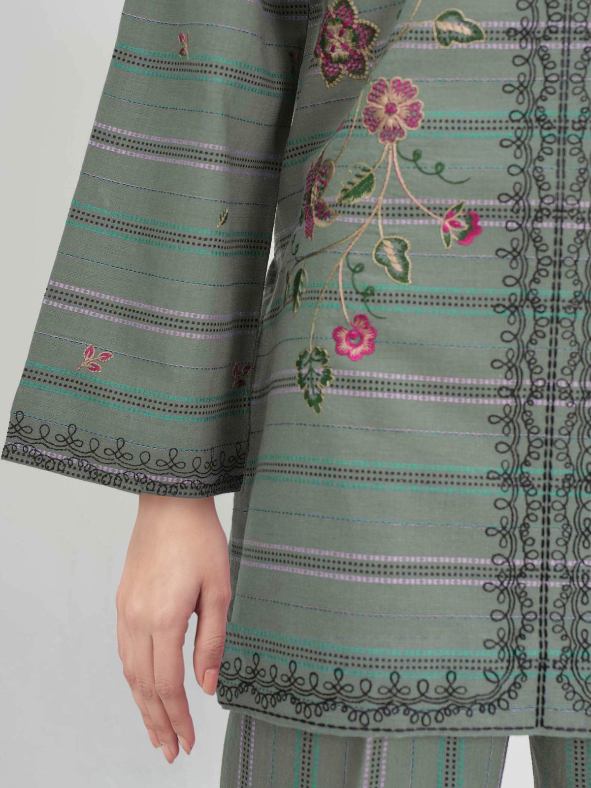 Yarn Dyed Co-ord Set- Embroidered