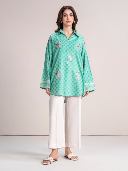 Self Jacquard Kurti-Embroidered (Pret)
