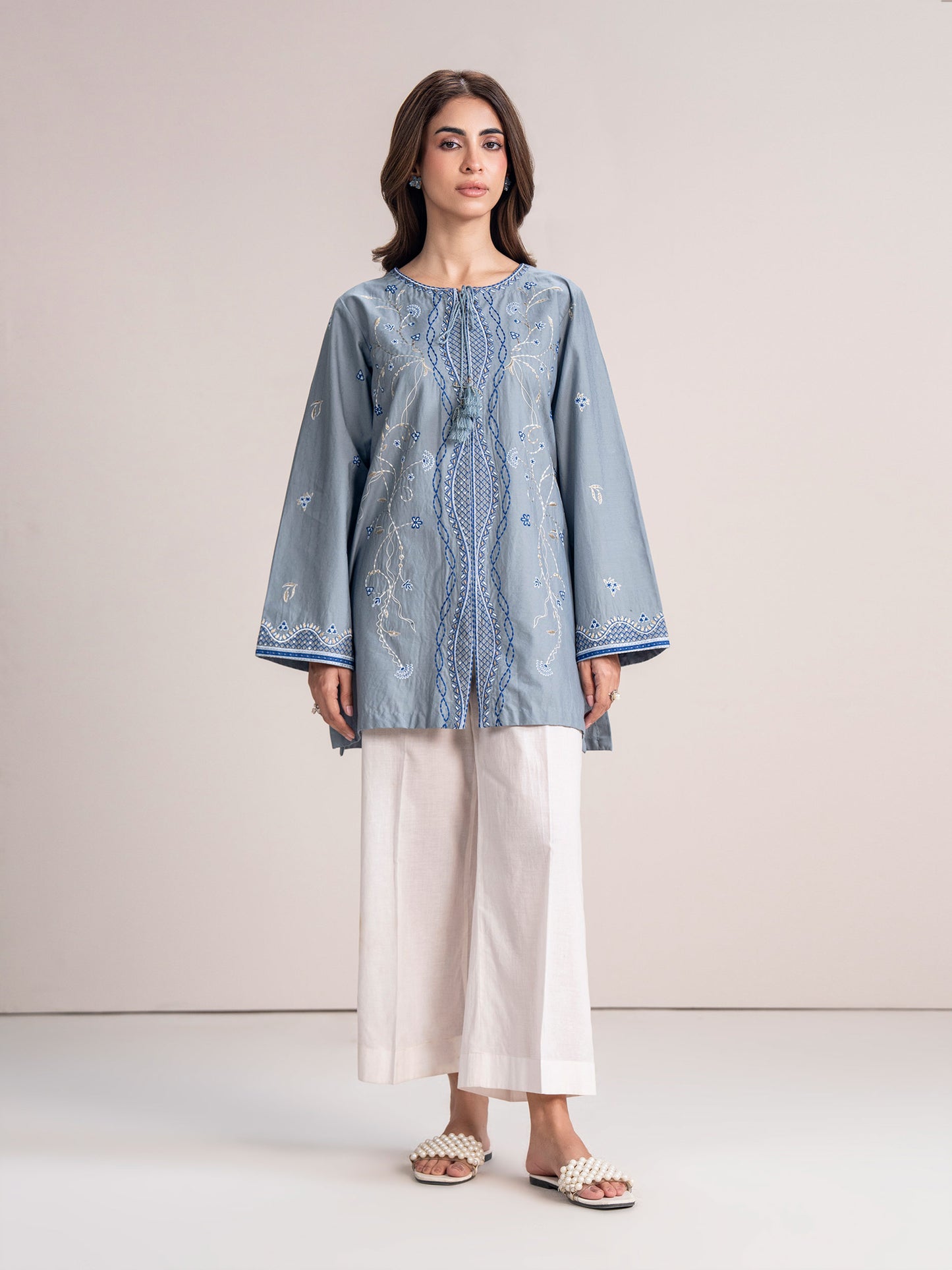 Dobby Jacquard Kurti- Embroidered (Pret)
