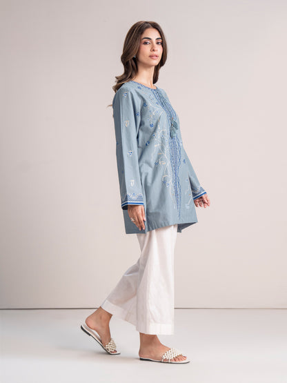 Dobby Jacquard Kurti- Embroidered (Pret)