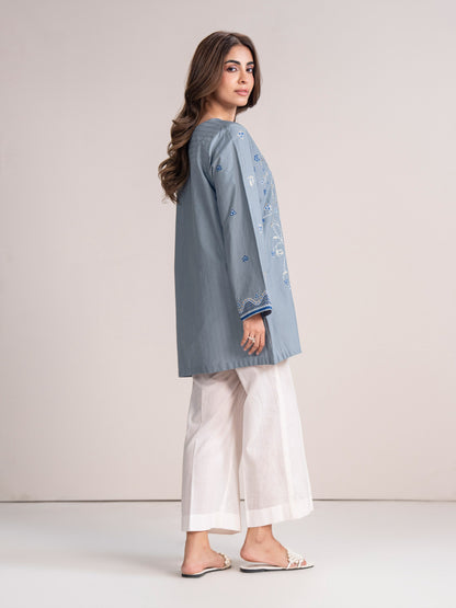 Dobby Jacquard Kurti- Embroidered (Pret)