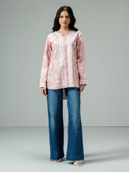 Slub Khaddar Kurti- Embroidered (Pret)