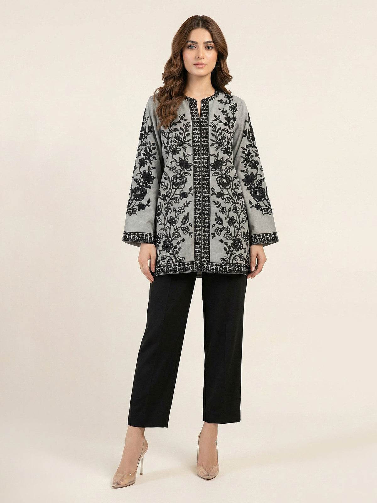 Yarn-Dyed Embroidered Kurti (Pret)