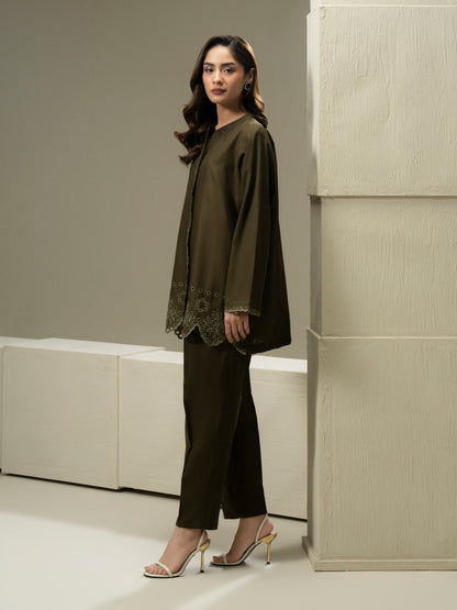 Khaddar Co-ord Set- Embroidered