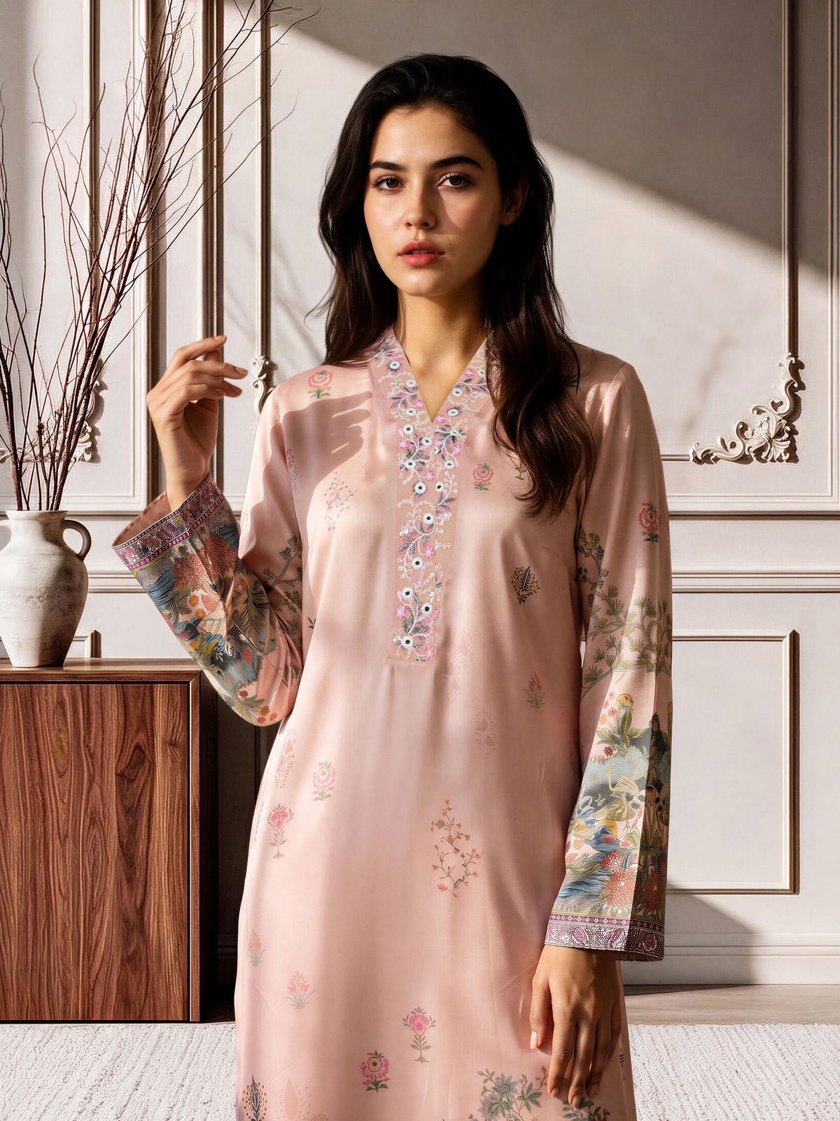 2 Piece Silk Suit- Embroidered (Pret)
