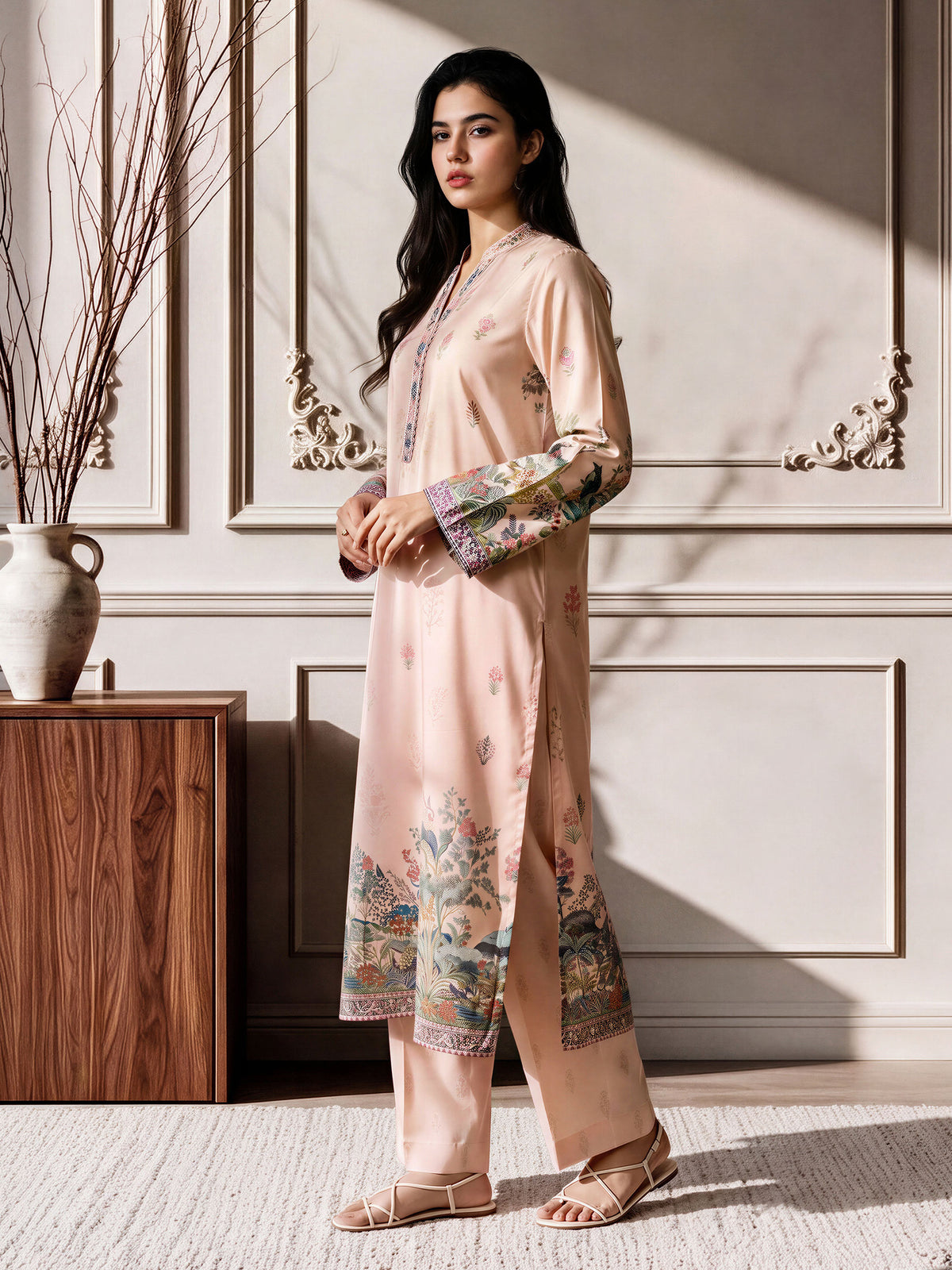 2 Piece Silk Suit- Embroidered (Pret)
