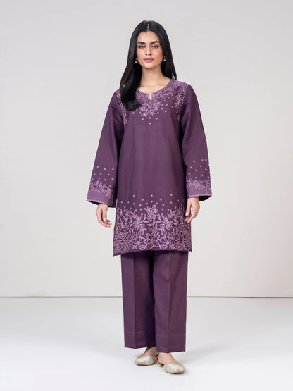 2 Piece Slub Khaddar Suit- Embroidered (Pret)