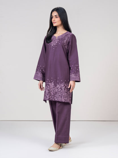 2 Piece Slub Khaddar Suit- Embroidered (Pret)