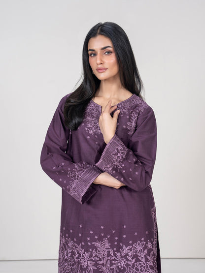 2 Piece Slub Khaddar Suit- Embroidered (Pret)