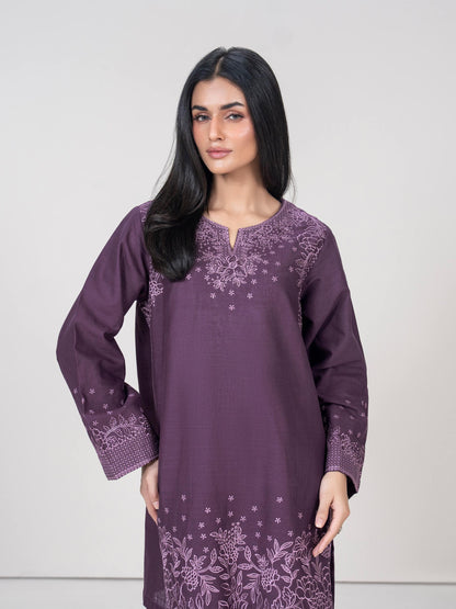 2 Piece Slub Khaddar Suit- Embroidered (Pret)