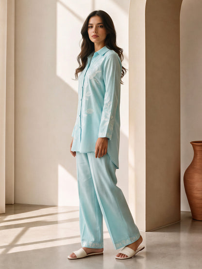 Yarn Dyed Co-ord Set- Embroidered