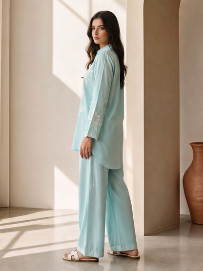 Yarn Dyed Co-ord Set- Embroidered