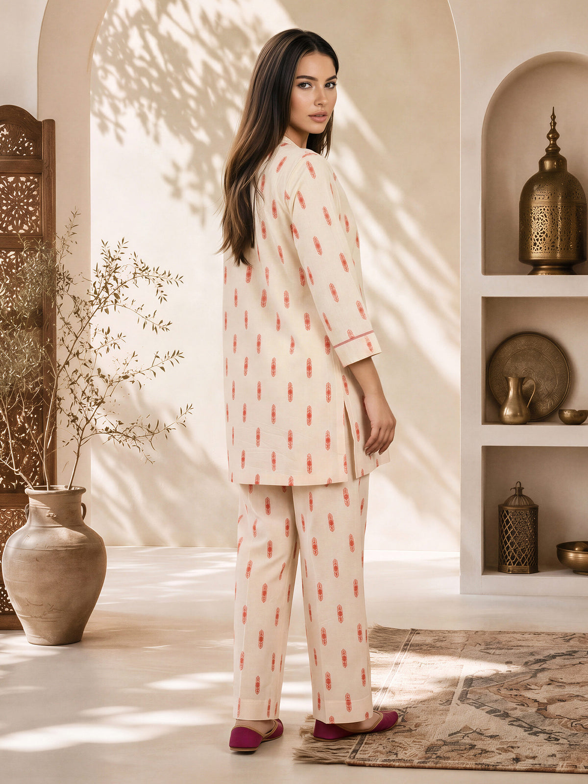 Yarn Dyed Jacquard Co-ord Set- Embroidered