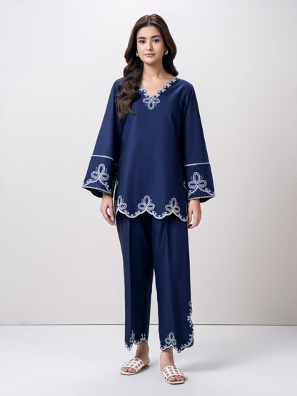 Dobby Co-ord Set- Embroidered