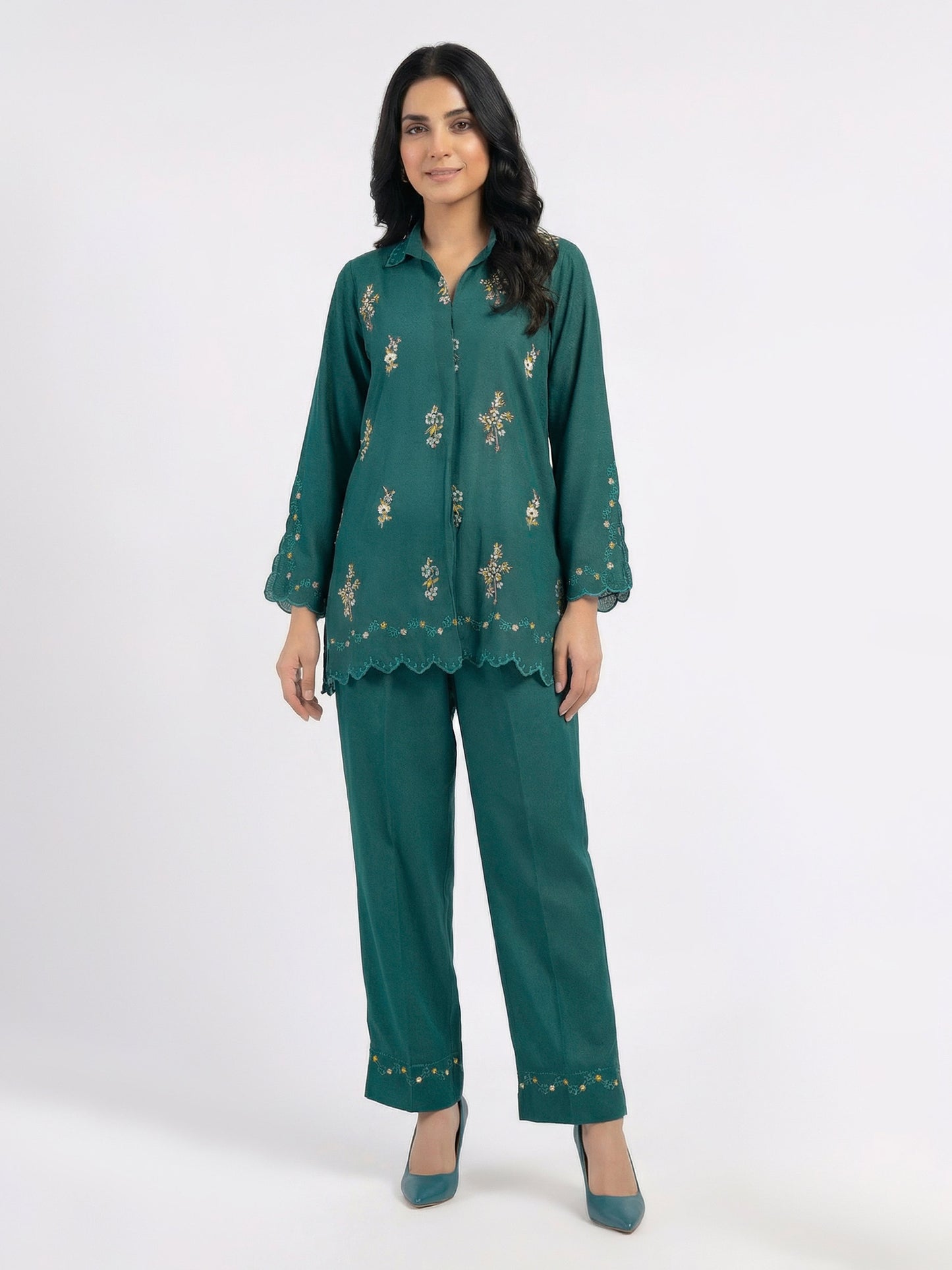 Karandi Co-ord set- Embroidered