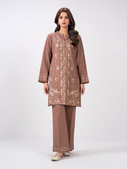 2 Piece Slub Khaddar Suit- Embroidered (Pret)